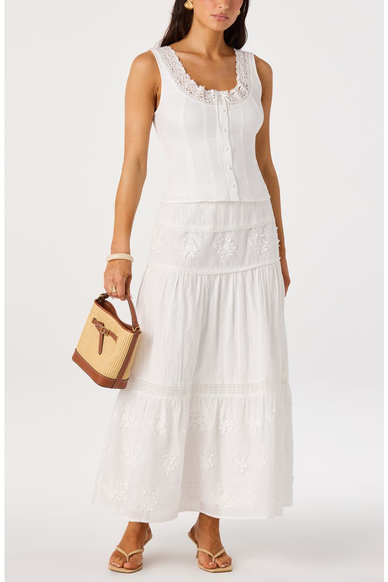 Gwyn Embroidered Maxi Skirt, Alternate, color, WHITE