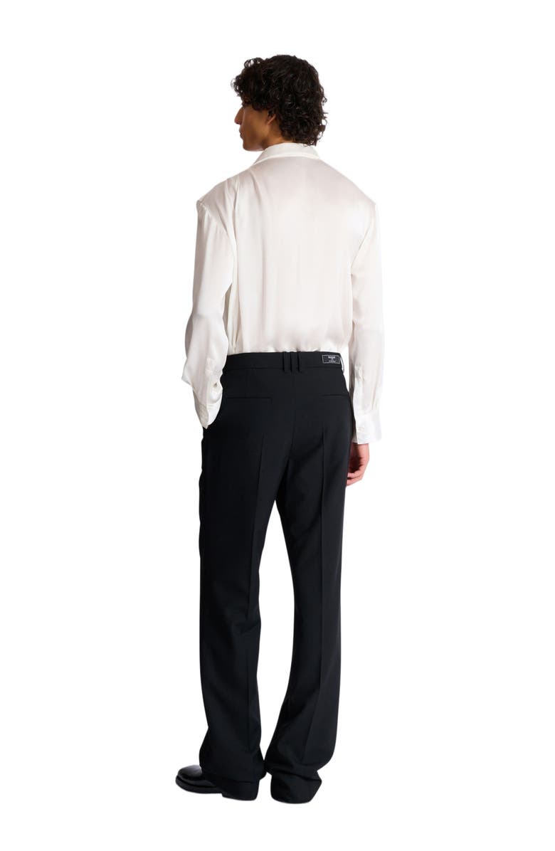 Balmain Pleated wool trousers with "Sand Effect" embroidery, Alternate, color, Black