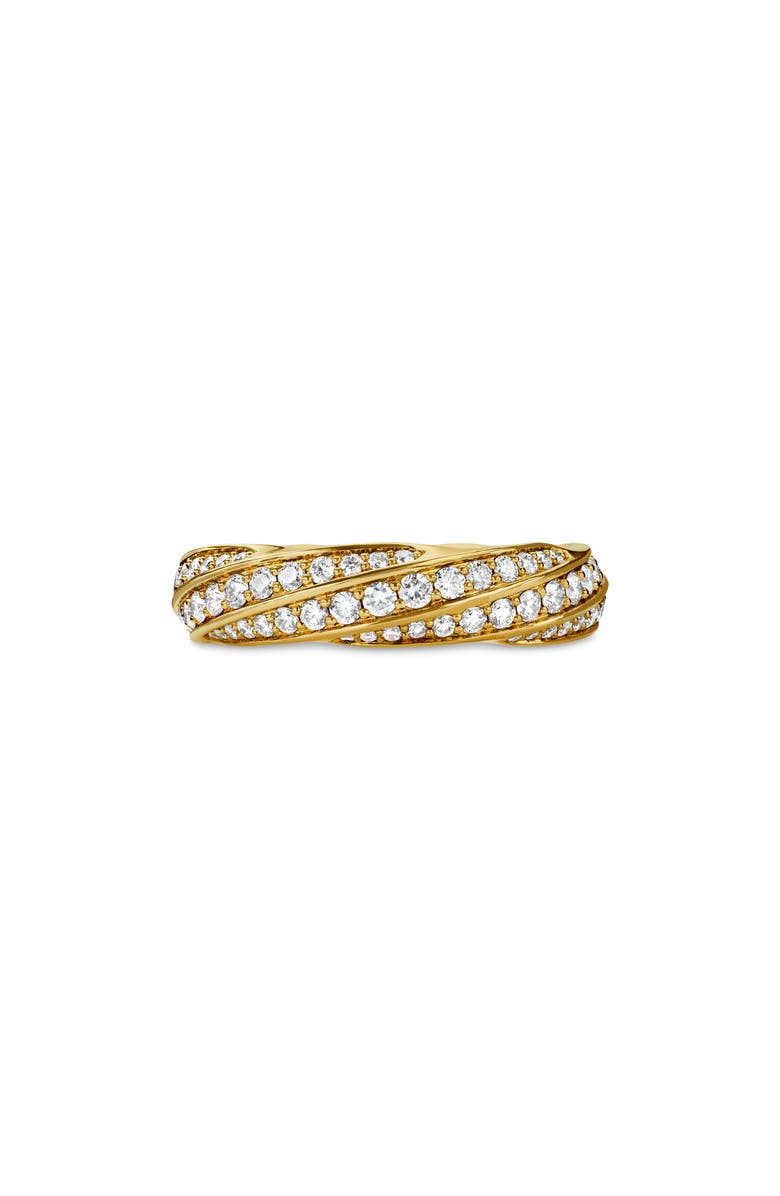 David Yurman Cable Edge<sup>™</sup> Band Ring in Recycled 18K Yellow Gold with Pavé Diamonds, Main, color, 18K Gold Recycled