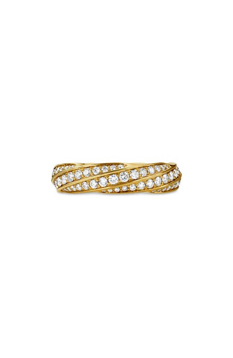 Cable Edge™ Band Ring in Recycled 18K Yellow Gold with Pavé Diamonds