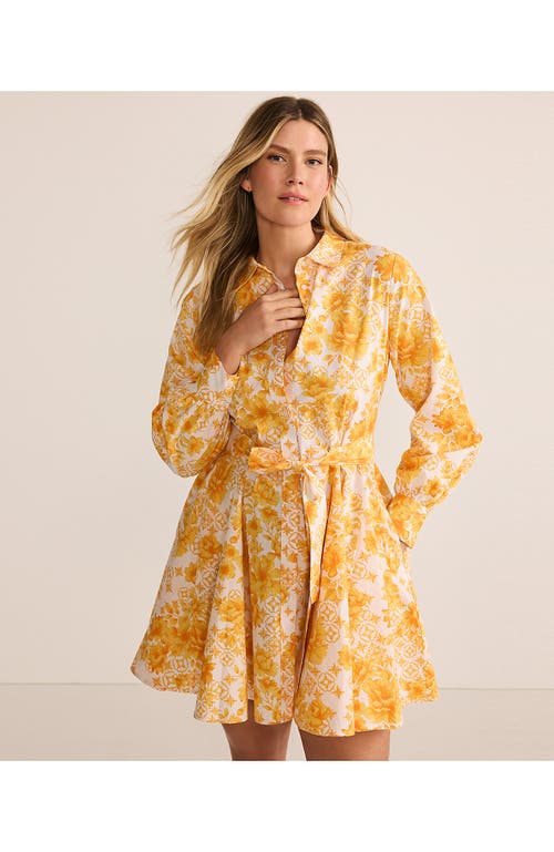 LANDS' END LANDS' END POPLIN BUTTON FRONT DRESS WITH GODETS 