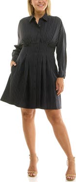 Nicole Miller Bi-Stretch Long Sleeve Shirtdress