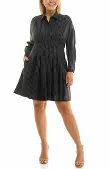 Nicole Miller Poplin Long Sleeve Shirtdress