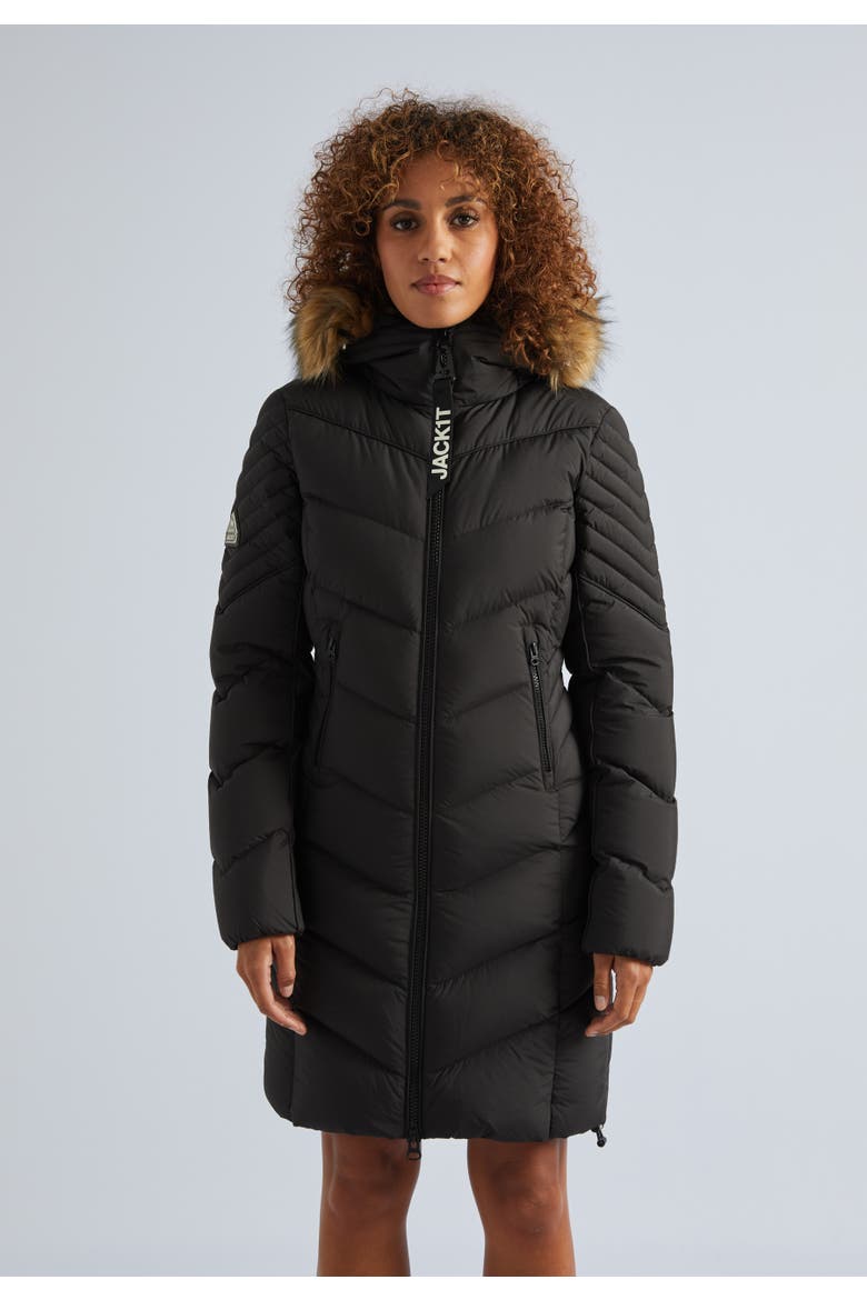 Longline Quilted Puffer Coat, Main, color, Black