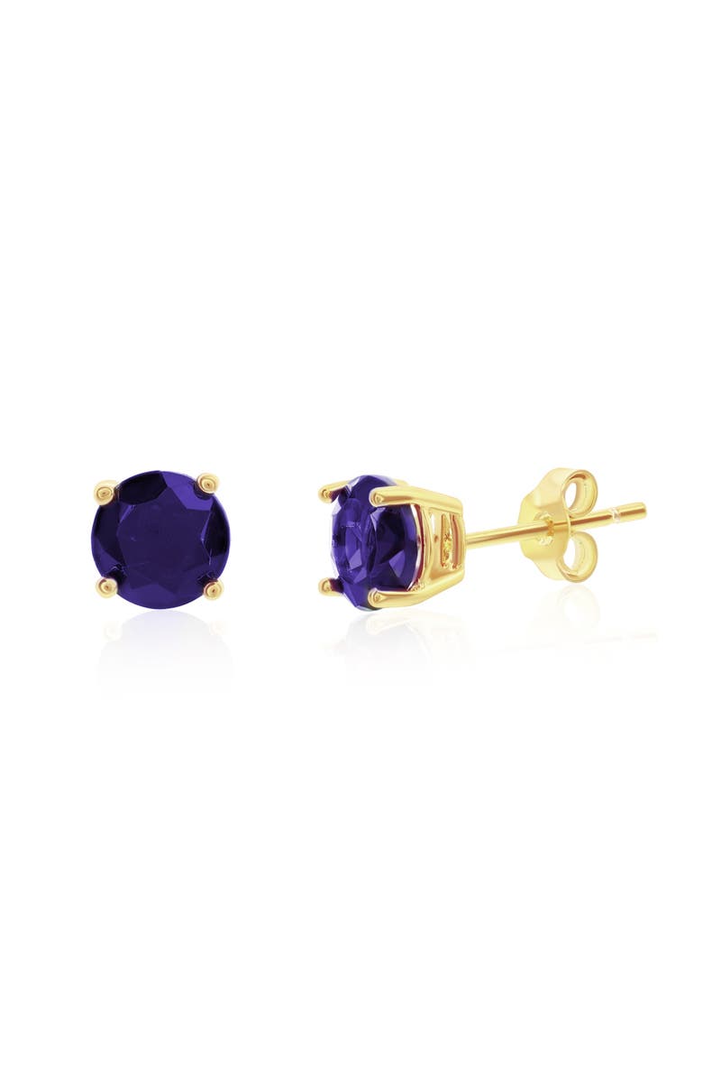 Donatello Gian Gold-Plated Round Cut Amethyst Studs, Main, color, Purple