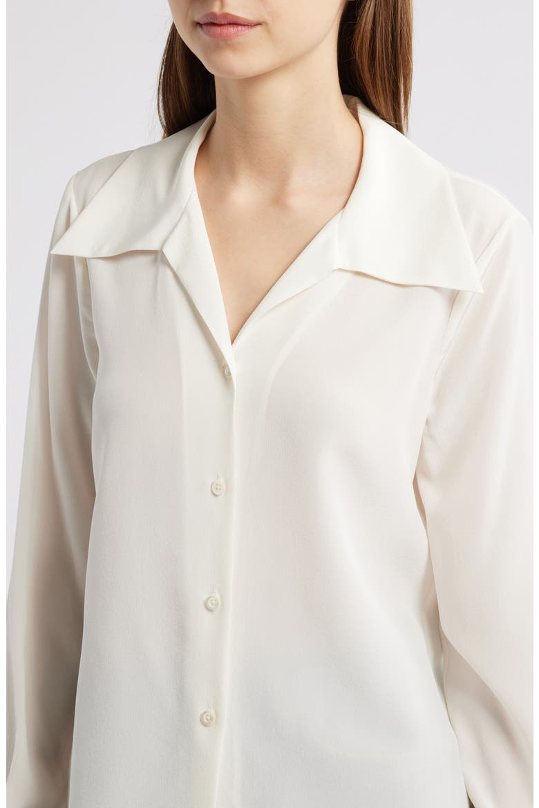 The Moment Silk Button-Up Shirt, Alternate, color, CREAM