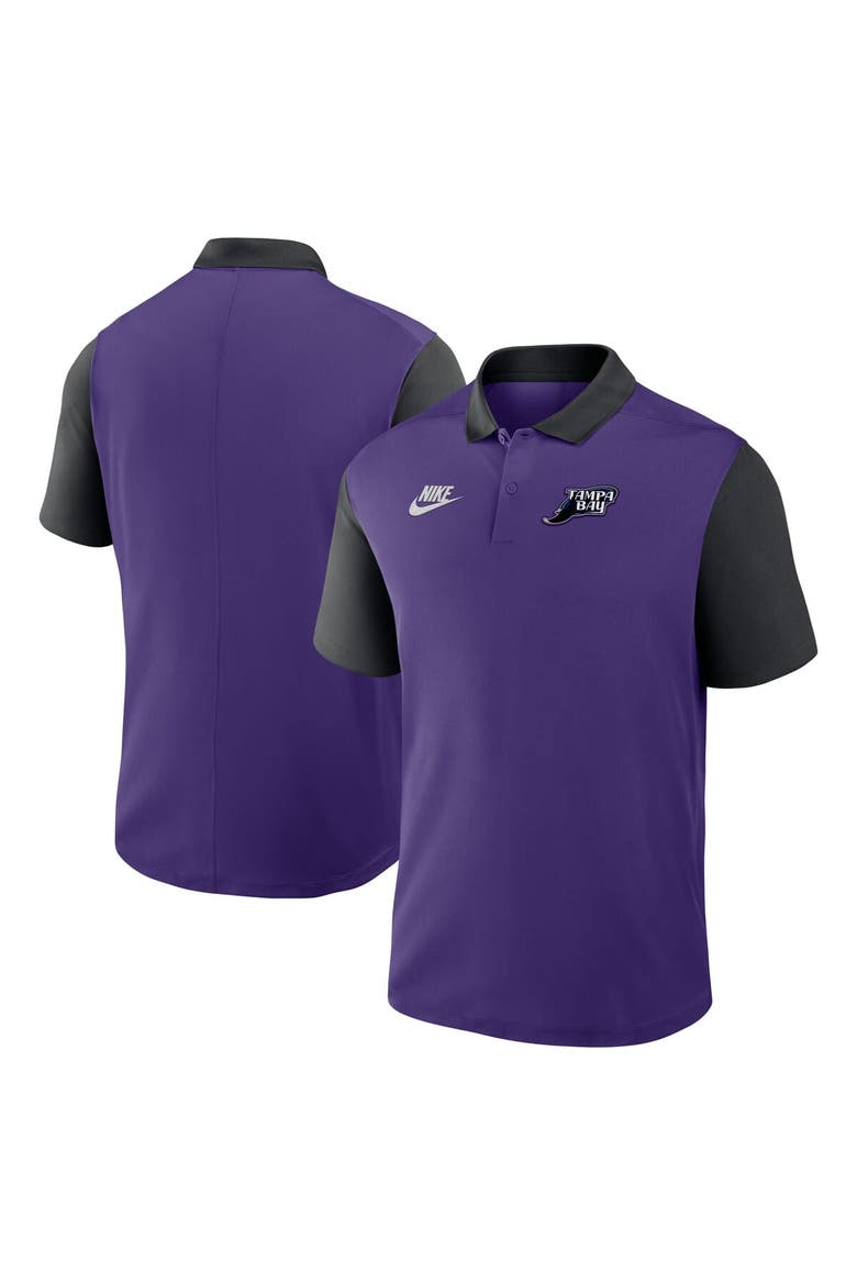 Men's Nike Purple/Black Tampa Bay Rays Cooperstown Collection Color-Block Victory Performance Polo, Main, color, Purple