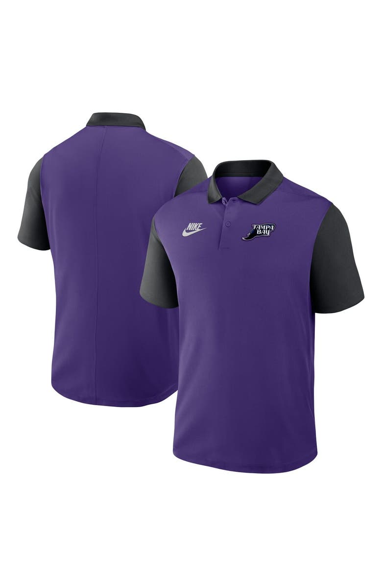 Nike Men's Nike Purple/Black Tampa Bay Rays Cooperstown Collection Color-Block Victory Performance Polo, Main, color, Purple