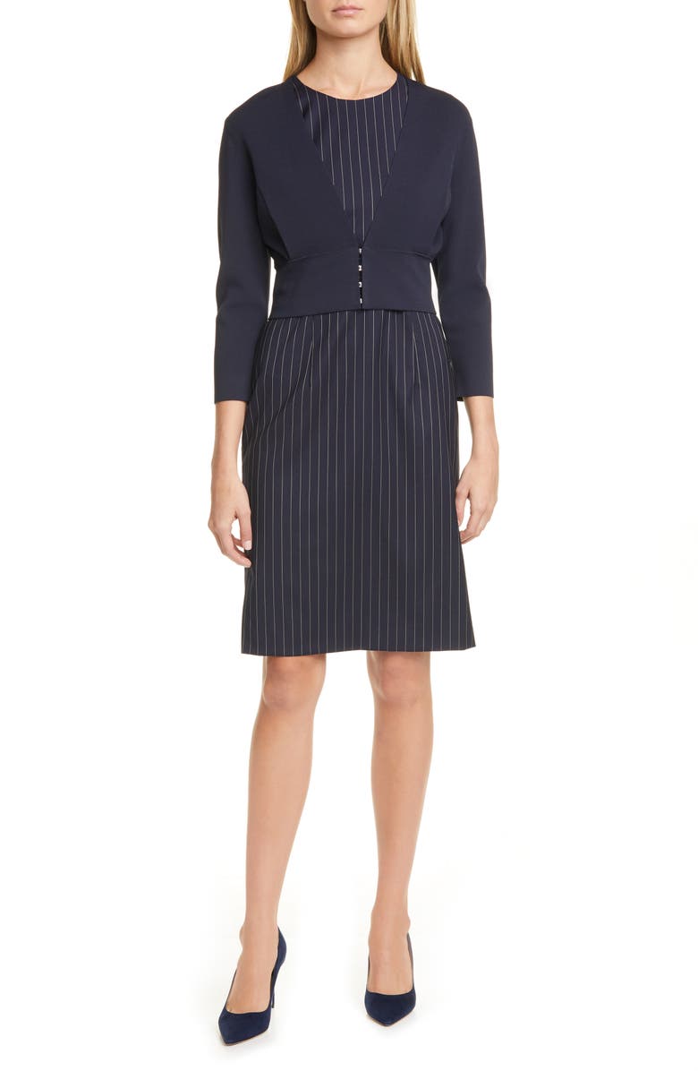 BOSS Dometa Stretch Wool Sheath Dress, Main, color, 