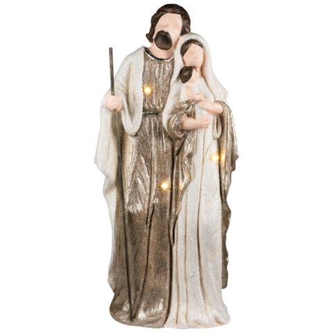 Lighted Glittery Holy Family Christmas Decoration - 21" - Clear LED Lights