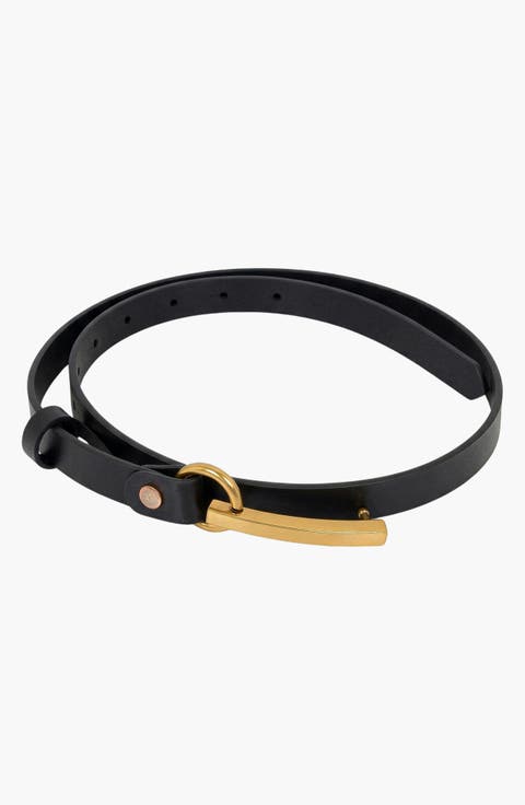 Slim Leather Minimal Hardware Bar Buckle Belt