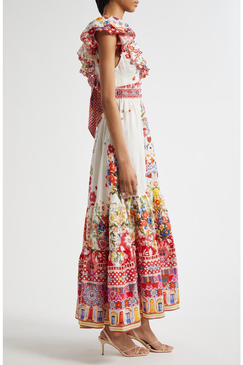 Tiered Ruffle Linen Maxi Dress, Alternate, color, FAITH LUCK JUSTICE