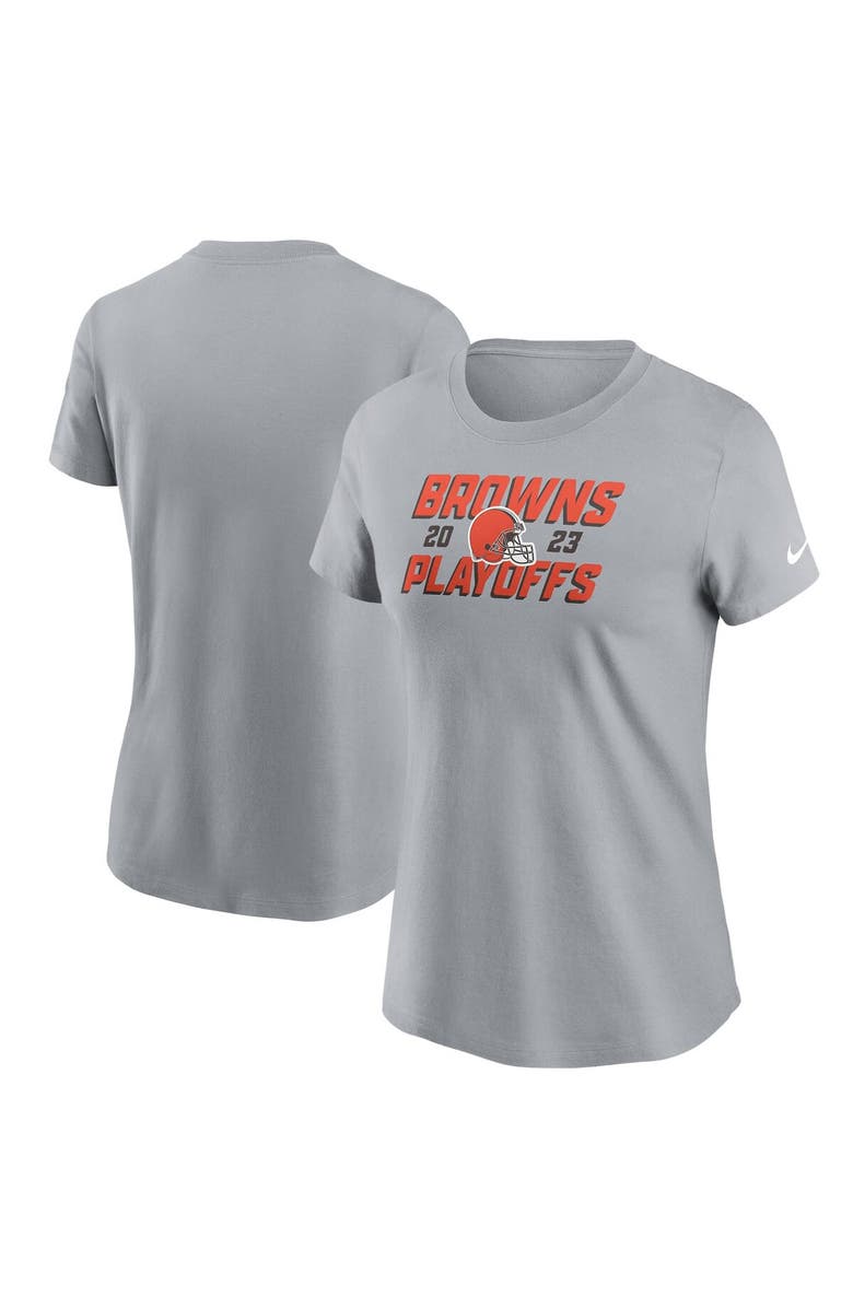 Nike Women's Nike Gray Cleveland Browns 2023 NFL Playoffs Iconic T-Shirt, Alternate, color,