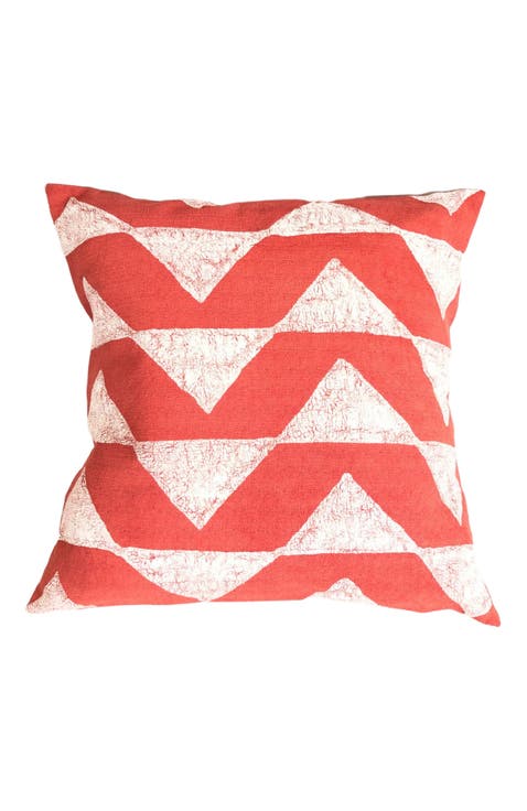 Sadza Triangles Pillow Cover - Madagascar Coral 18'