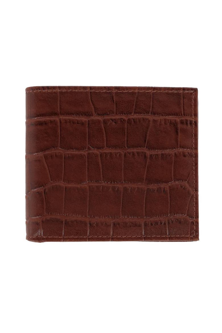 Esteban Croco Embossed Leather 8 Slot Bi-fold Wallet, Main, color, Brown