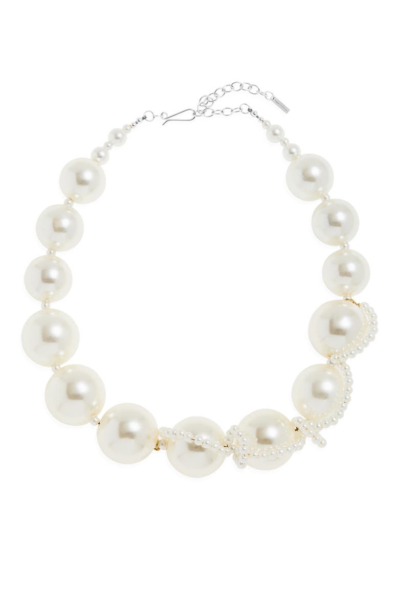 Faux Pearl Necklace, Main, color, 18CT GOLD PLATED
