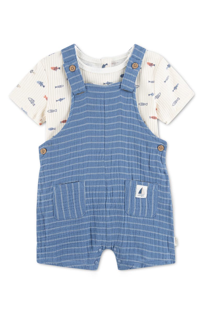 Huggies Fish T-Shirt & Shortall Set, Alternate, color, Huggies Coronet Blue