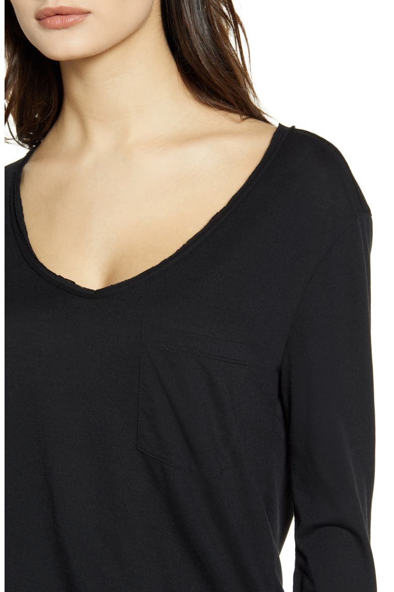 Raw Edge Pocket Tee, Alternate, color, BLACK
