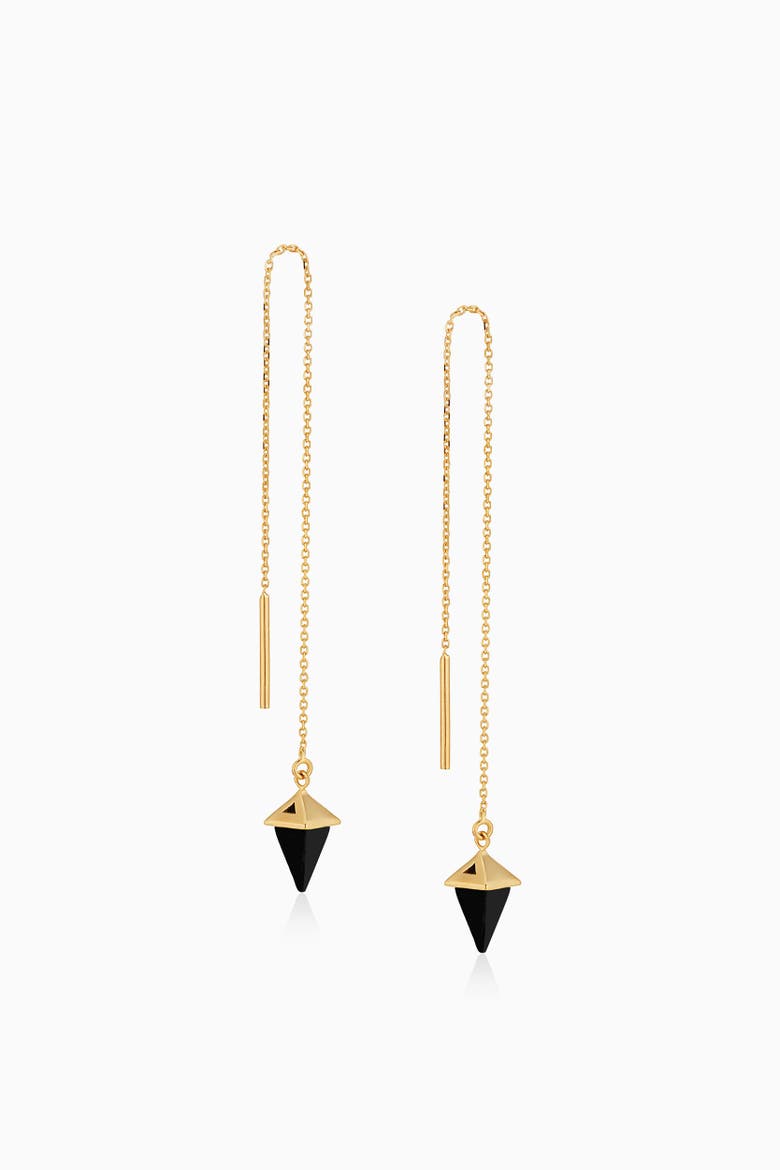 14K Gold Prism Point Threaders, Alternate, color, Gold - Black Onyx