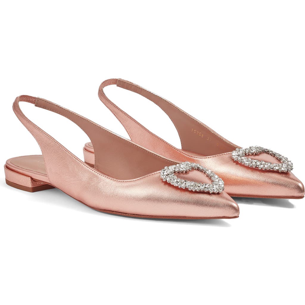 Lk Bennett Womens Gol-copper Luana Crystal-heart Leather Flats In Copper