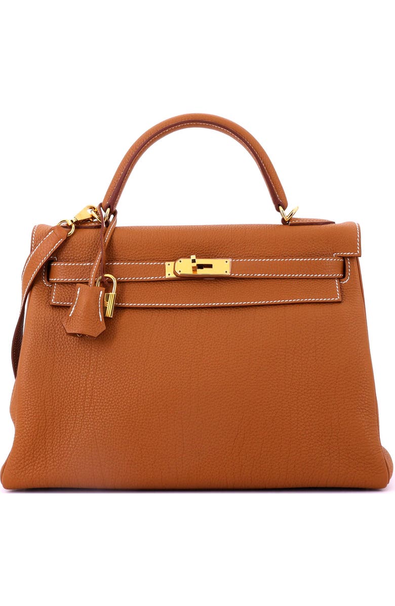 Pre-Owned Hermes Kelly Handbag Brown Togo with Gold Hardware 32, Main, color, Gold