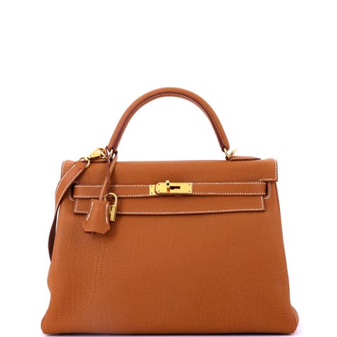 Kelly Handbag Brown Togo with Gold Hardware 32