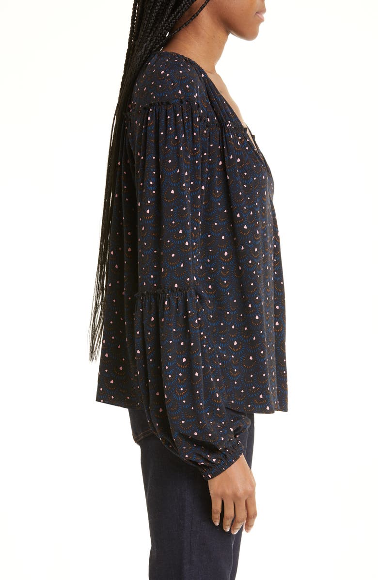 A.L.C. Jenna Abstract Print Top, Alternate, color, Black/ Blue Multi