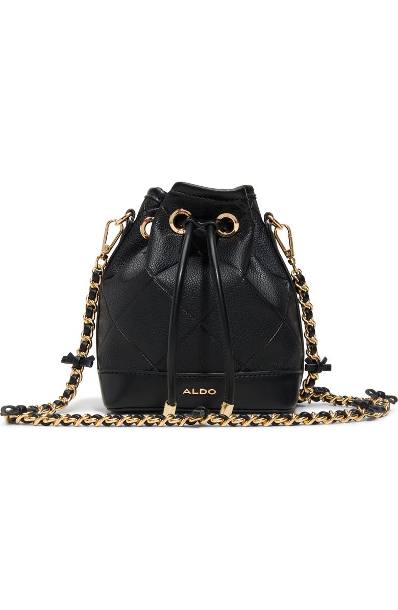 ALDO Elynnaa Faux Leather Bucket Bag, Main, color, Black