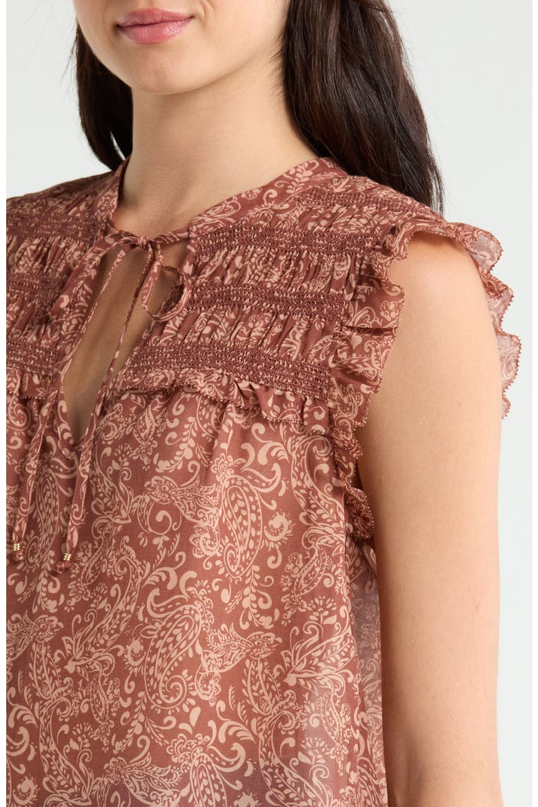 Free Feeling Smocked Sleeveless Top, Alternate, color, MOSAIC CLAY IVORY