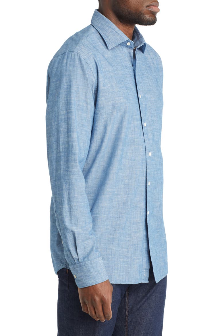 Crown Crafted Selvedge Cotton Chambray Button-Up Shirt, Alternate, color, LIGHT CHAMBRAY