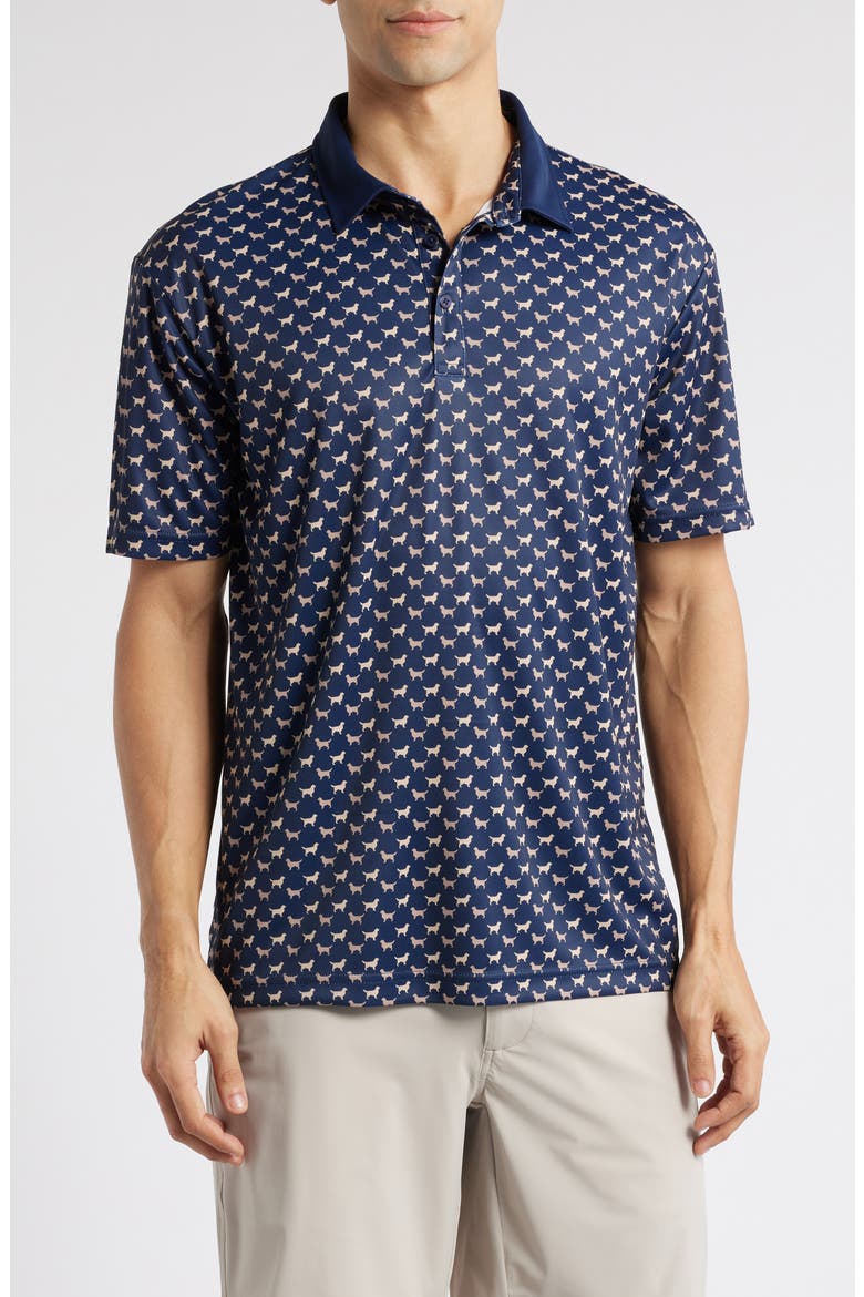 Dublin Dog Print Golf Polo, Main, color, MIDNIGHT NAVY