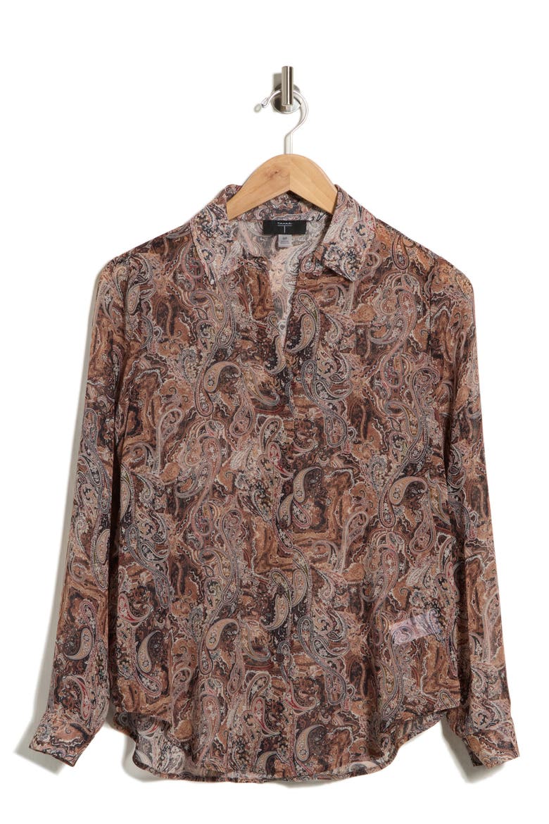Paisley Printed Button Down Shirt, Main, color, ALL OVER BROWN PAISLEY