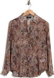 T Tahari Paisley Printed Button Down Shirt