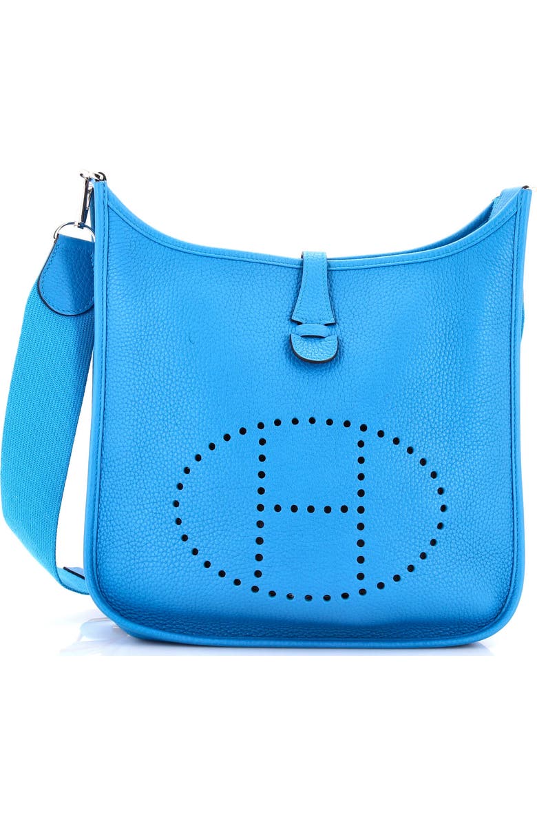 Pre-Owned Hermes Evelyne Bag Gen III Clemence PM, Main, color, Bleu Zanzibar