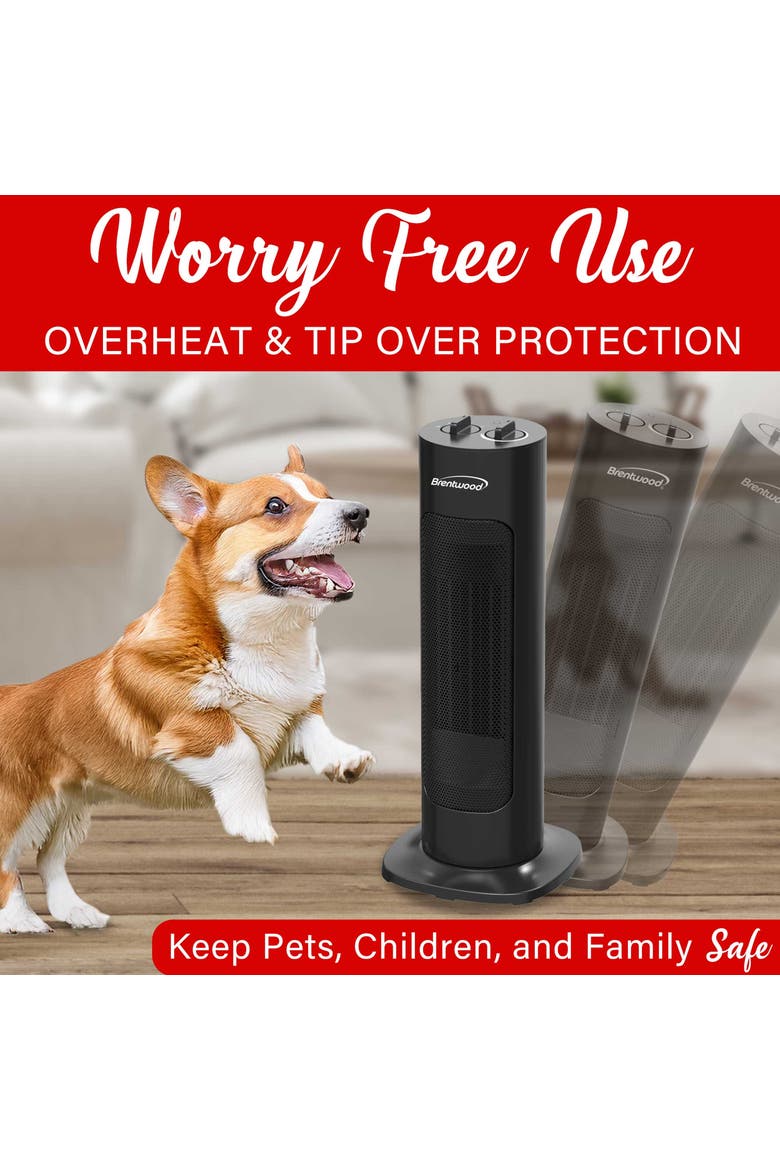 1500 W Portable Oscillating Ceramic Tower Space Heater, Alternate, color, Black