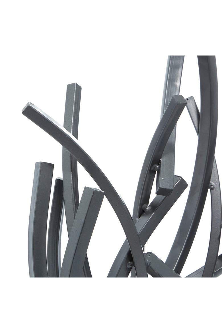 Gray Metal Abstract Sculpture with Marble Base, Alternate, color, GREY