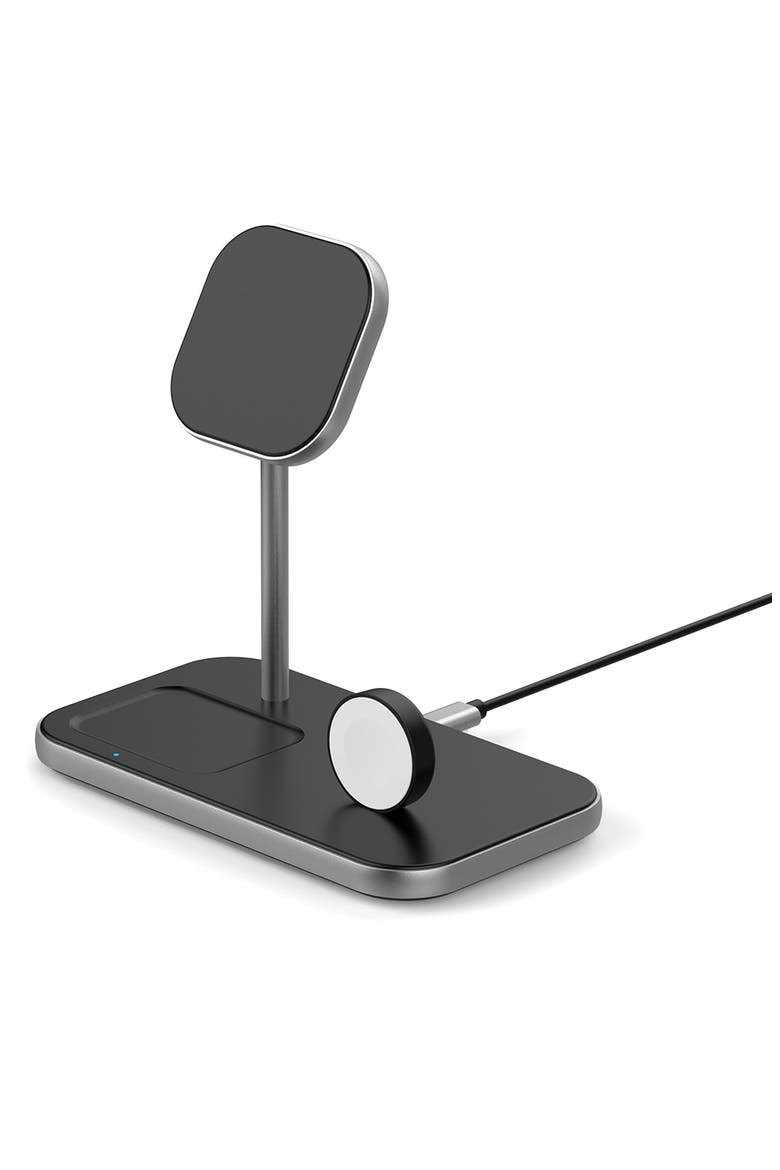 3-in-1 Wireless Charging Station, Main, color, BLACK