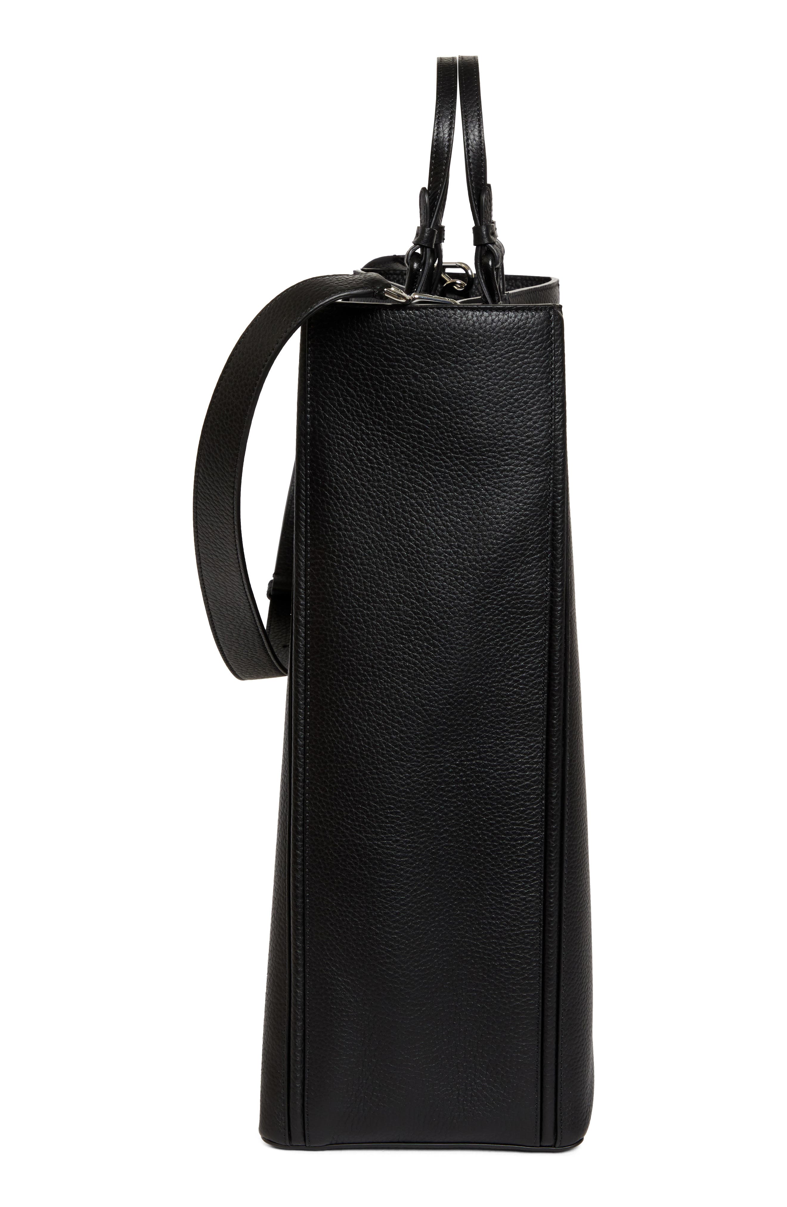Jacquemus Le Cabas Marino Leather Tote, Alternate, color, Black