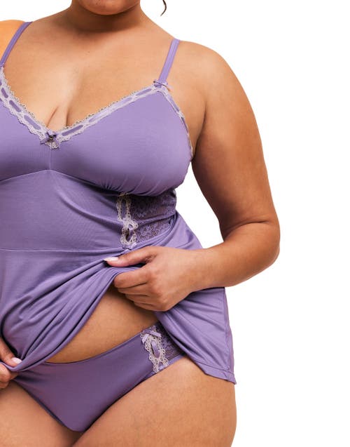 Adore Me Hilda Babydoll & Hipster Set In Medium Purple