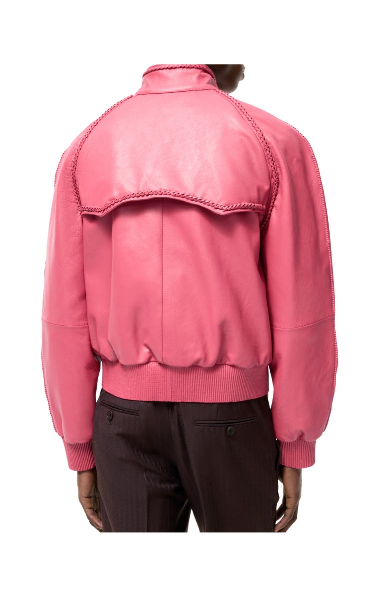 Burberry Leather Locksley Jacket, Alternate, color, Nougat Pink