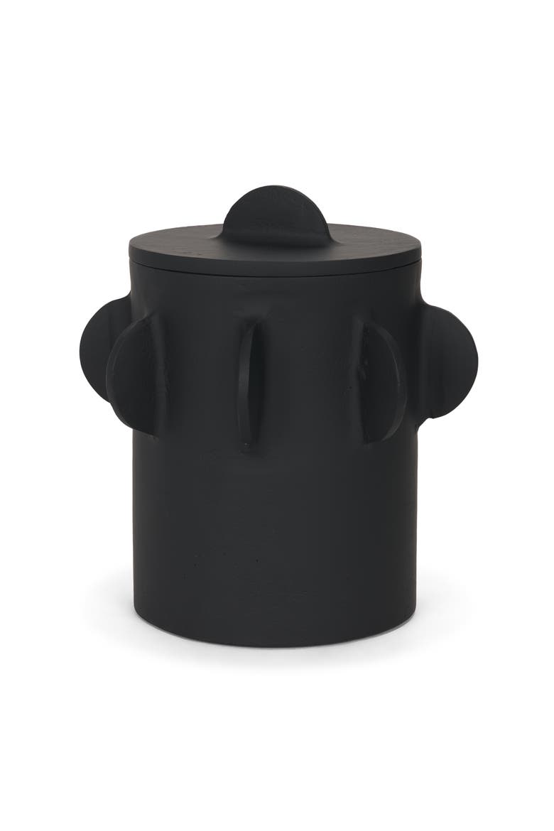 Deacon Metal Canister with Sculptural Handles, Alternate, color, Black