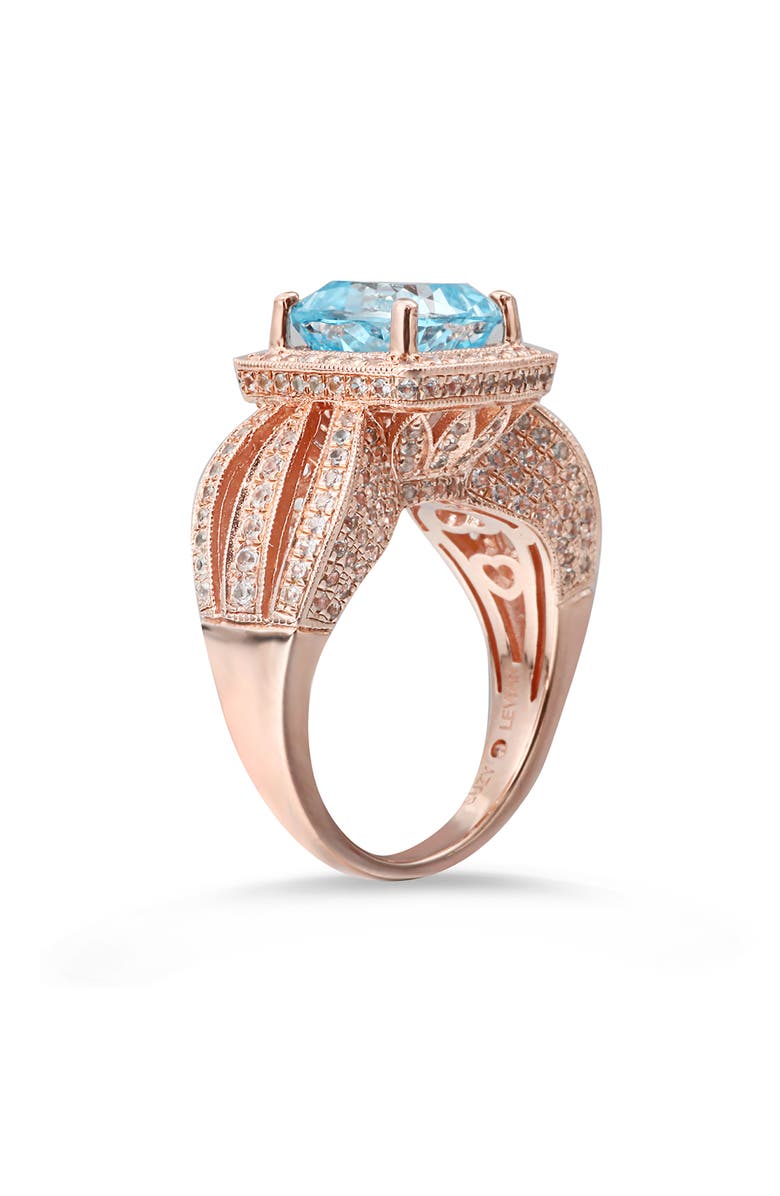 SUZY LEVIAN Cushion Cut Semiprecious Stone & White Topaz Halo Ring, Alternate, color,