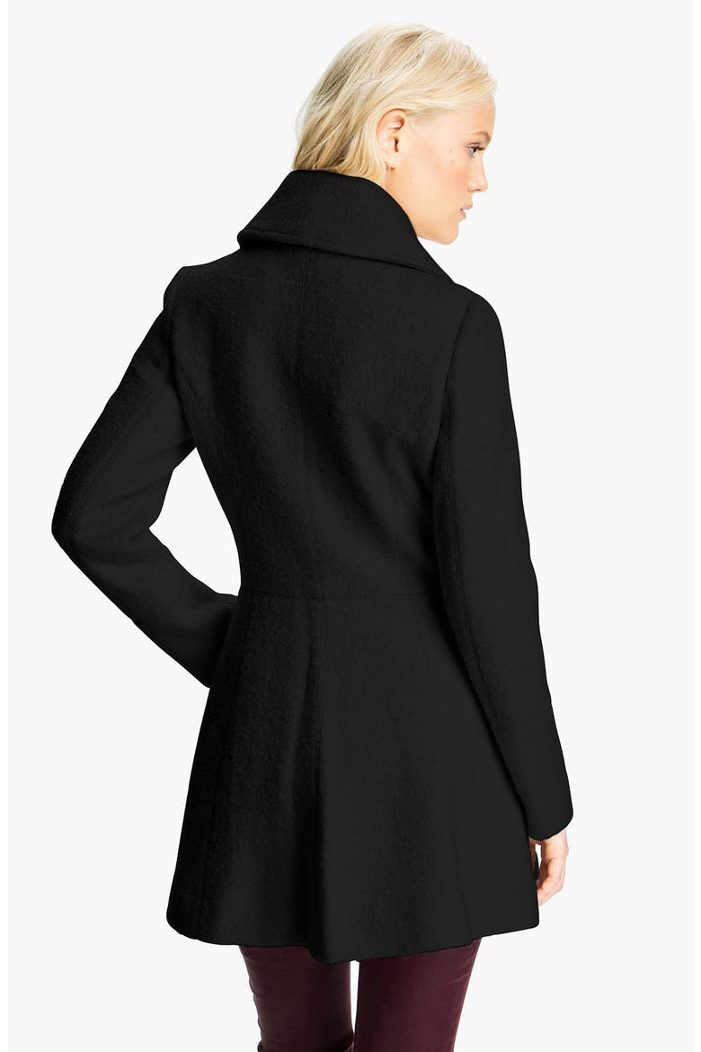 Asymmetrical Collar Bouclé Coat, Alternate, color, BLACK