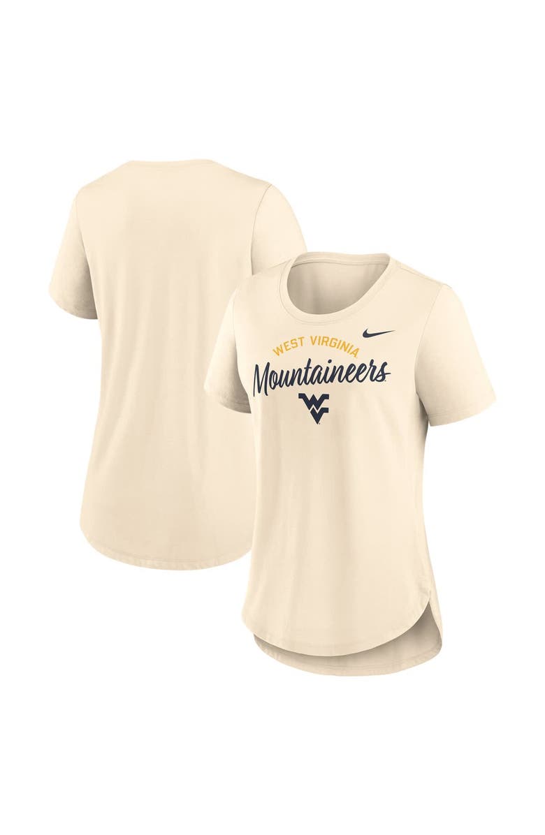 Nike Women's Nike Cream West Virginia Mountaineers Script Logo Tri-Blend T-Shirt, Alternate, color, Cream