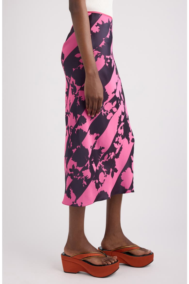 Sati Double Dye Floral Jacquard Satin Midi Skirt, Alternate, color, FUCHSIA