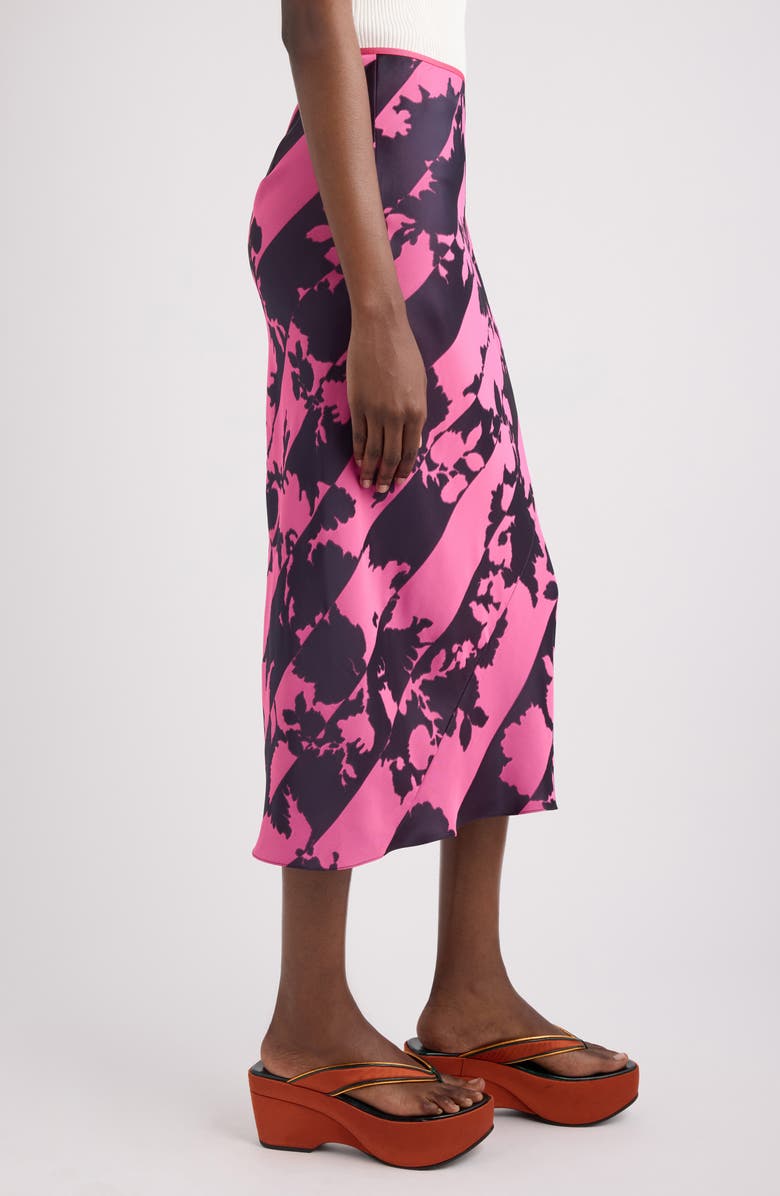 Dries Van Noten Sati Double Dye Floral Jacquard Satin Midi Skirt, Alternate, color, Fuchsia