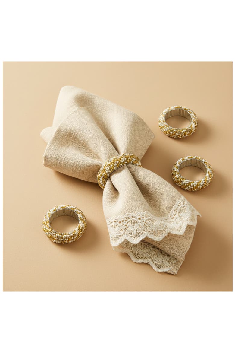 Set of 4 Shimmer Napkin Rings, Alternate, color, GOLD/ SILVER