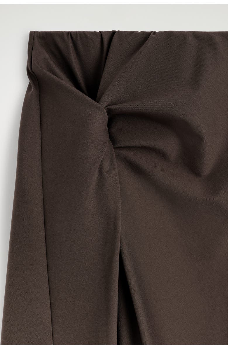 COS Twist-Detail Jersey Midi Skirt, Alternate, color, Brown
