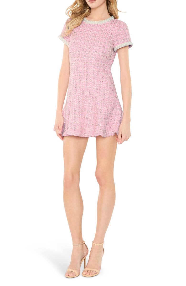 LIKELY Brie Beaded Tweed Minidress, Main, color, Pink