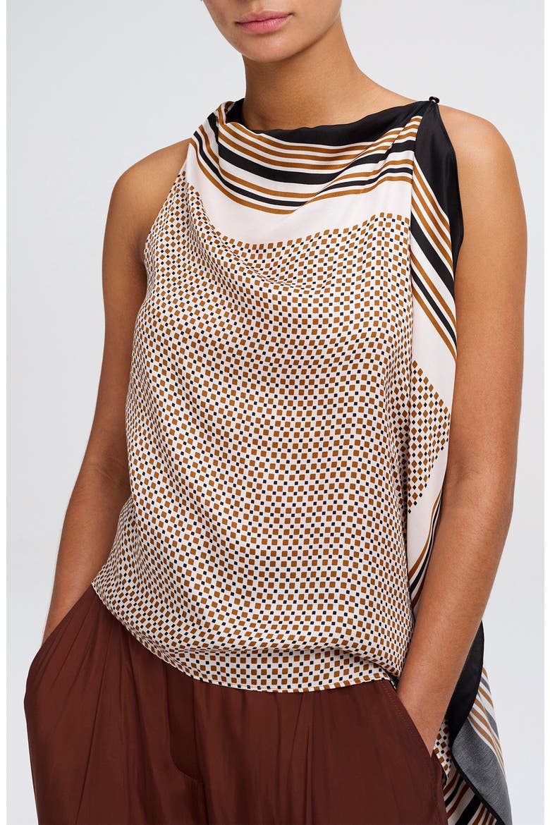 Kit Sleeveless Halter Top, Alternate, color, BLACK/ CARAMEL DOTTED